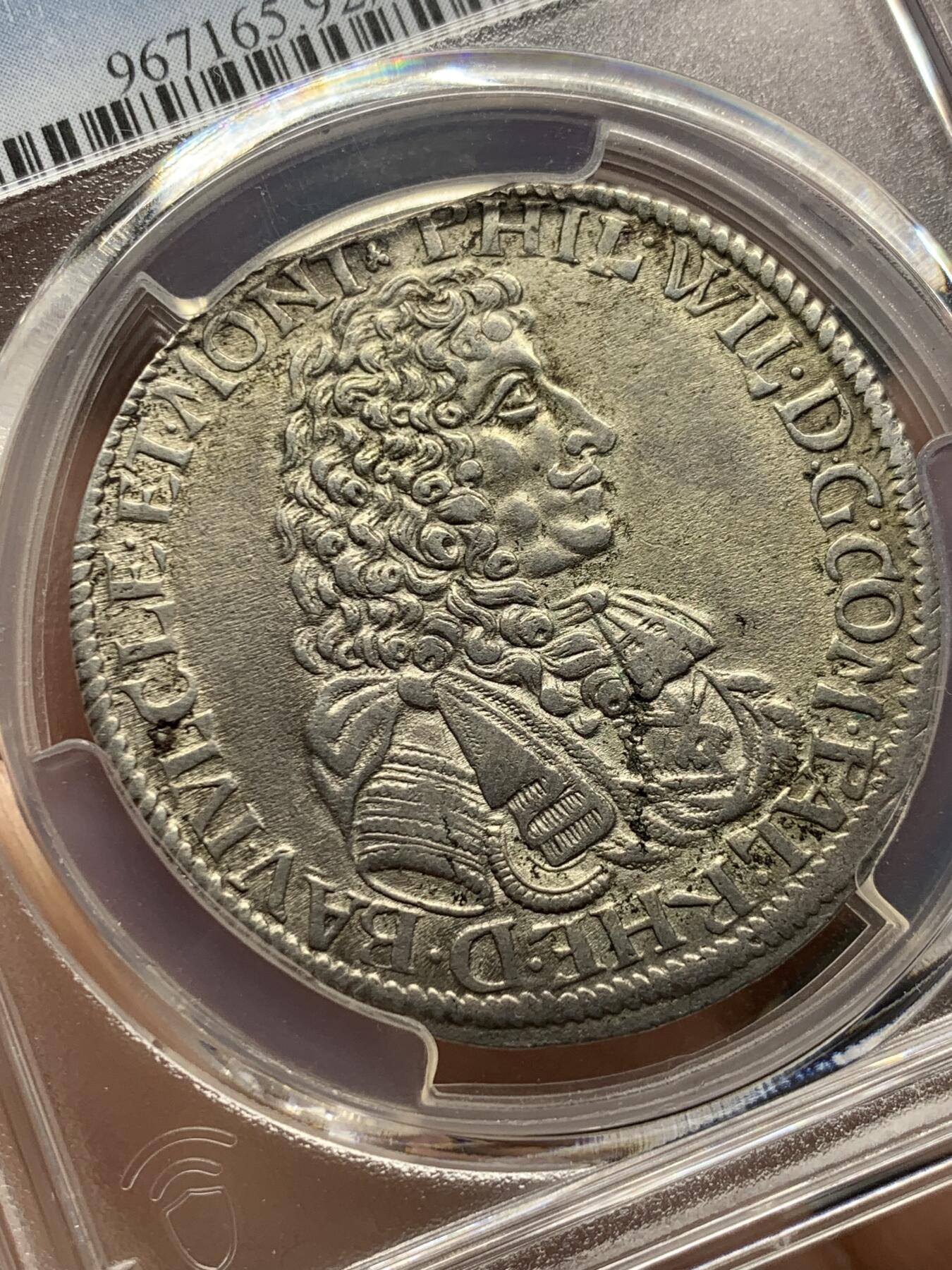 《竞宝斋》第325场 周日，周一，2场连拍 （全场包邮） PCGS UNC 德国 1675年 普法尔茨-诺伊堡公国  60克鲁泽银币 早期少见品种