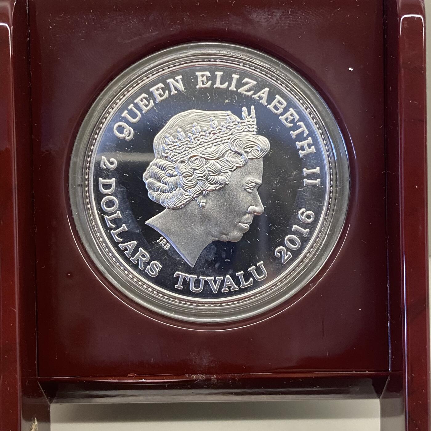 中国台湾省台湾银行图瓦卢2016年生肖猴局部镀金银币 原盒证齐全