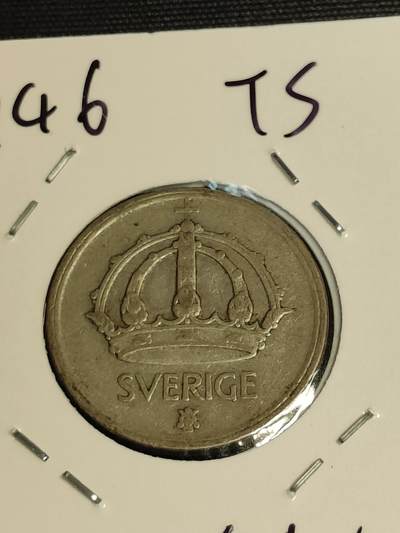 2024年第十六场外国好品散币(免佣金) - 瑞典🇸🇪1946年50欧尔银币(小王冠TS版)