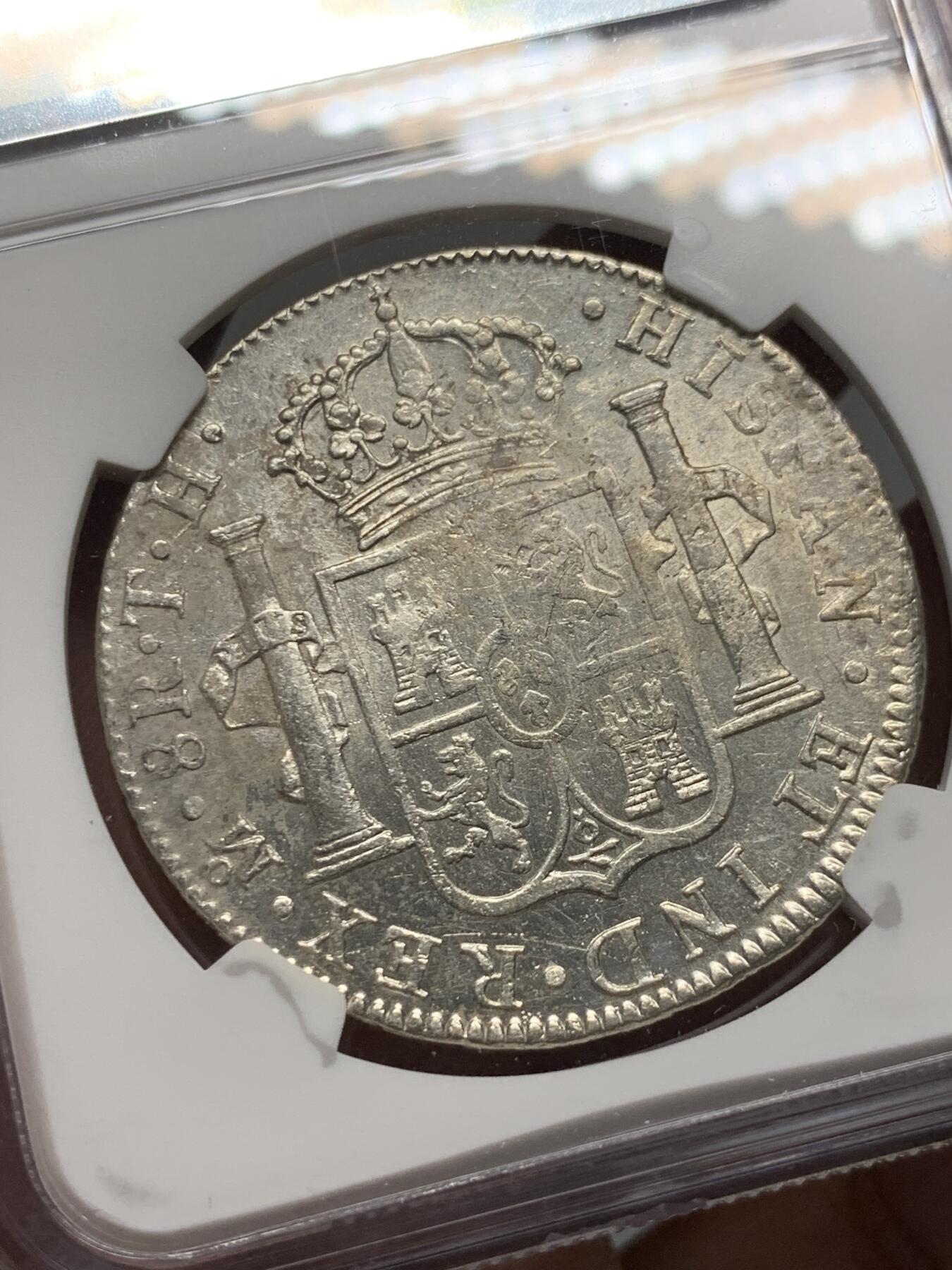 《竞宝斋》第325场 周日，周一，2场连拍 （全场包邮） NGC AUD 墨西哥双柱 费七 1809年 双柱大银币 原光深打 性价比高