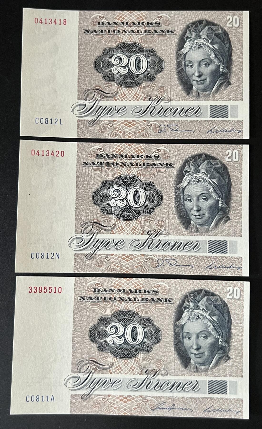 珑诚汇·乐淘淘 世界纸币拍卖 第32期 低佣场 丹麦1981年纸币三张 20克朗*3 全新UNC