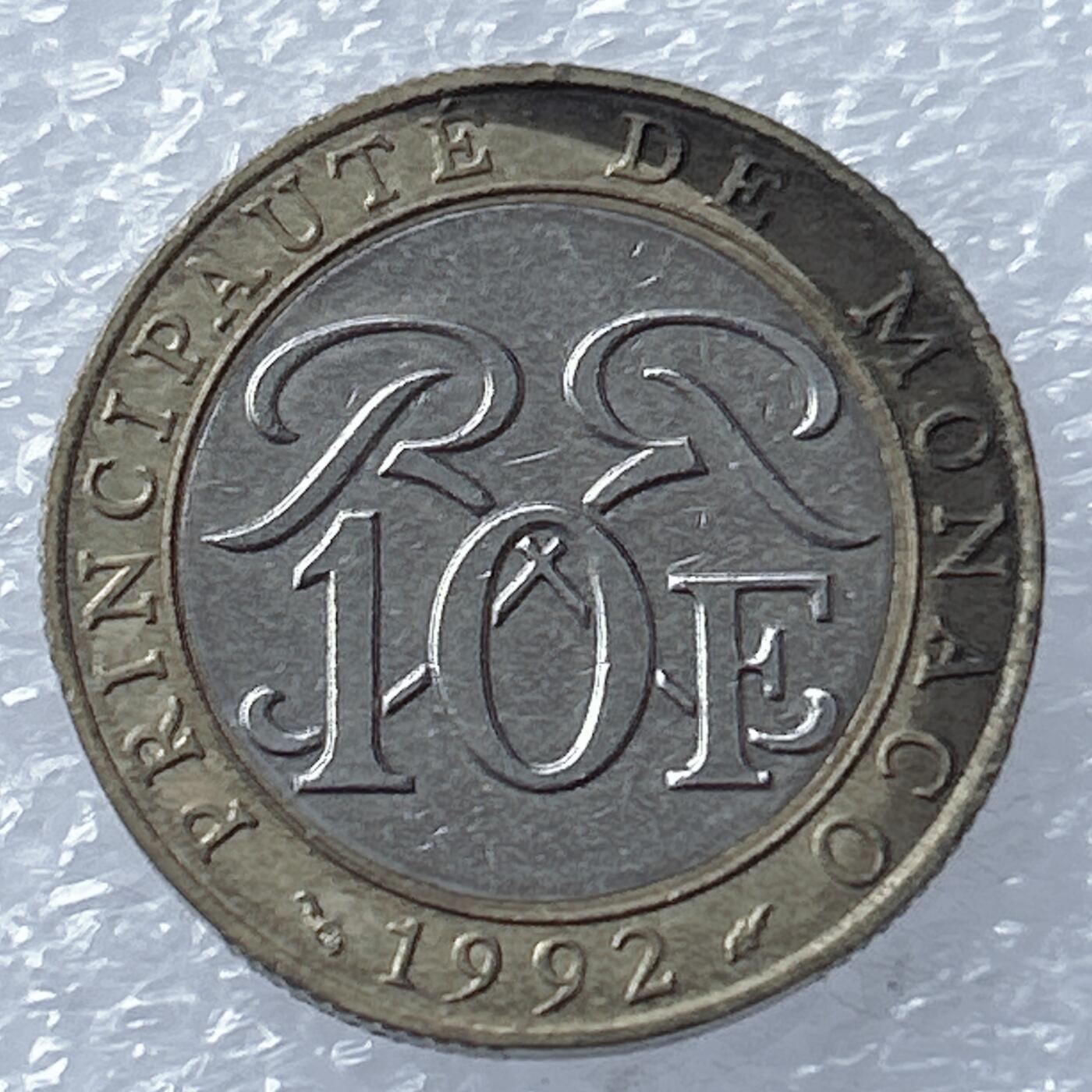 海外回流1元起拍小铺 各国钱币散币场 第18期 摩纳哥1992年10法郎双色币