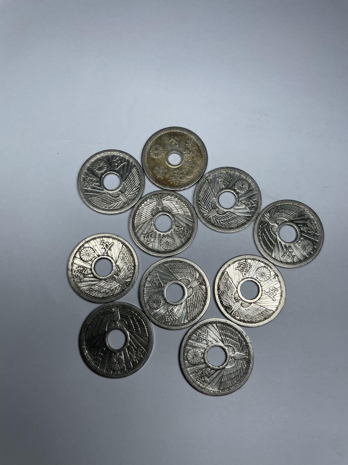 每日一拍，2024年集古藏今外币拍卖第十七期-第8场—（总第168拍），可以寄存60天，满160元包邮。 日本五钱10枚