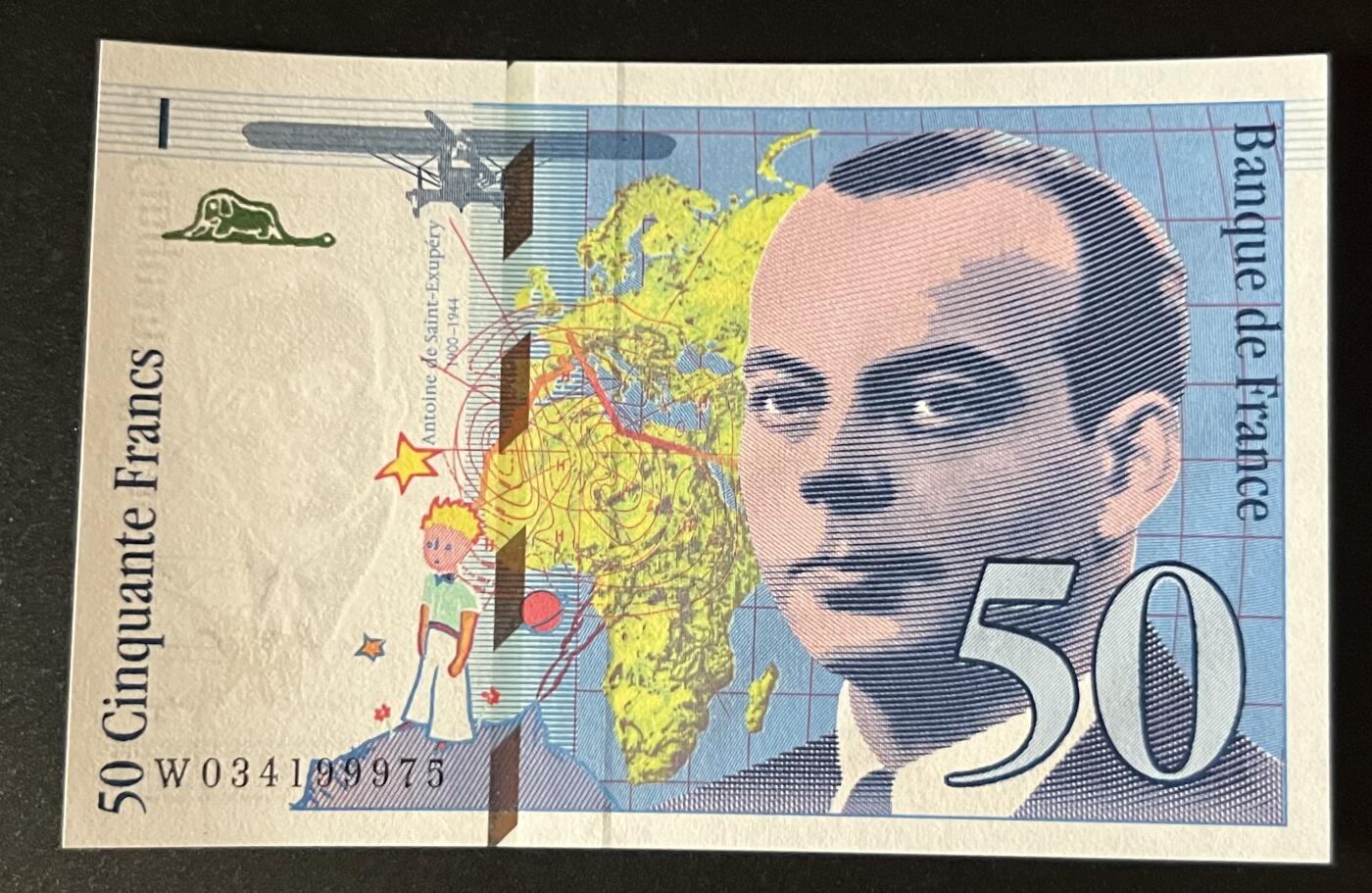 珑诚汇·乐淘淘 世界纸币拍卖 第32期 低佣场 『W034199975』法国1997年纸币 50法郎 精美小王子 全新UNC