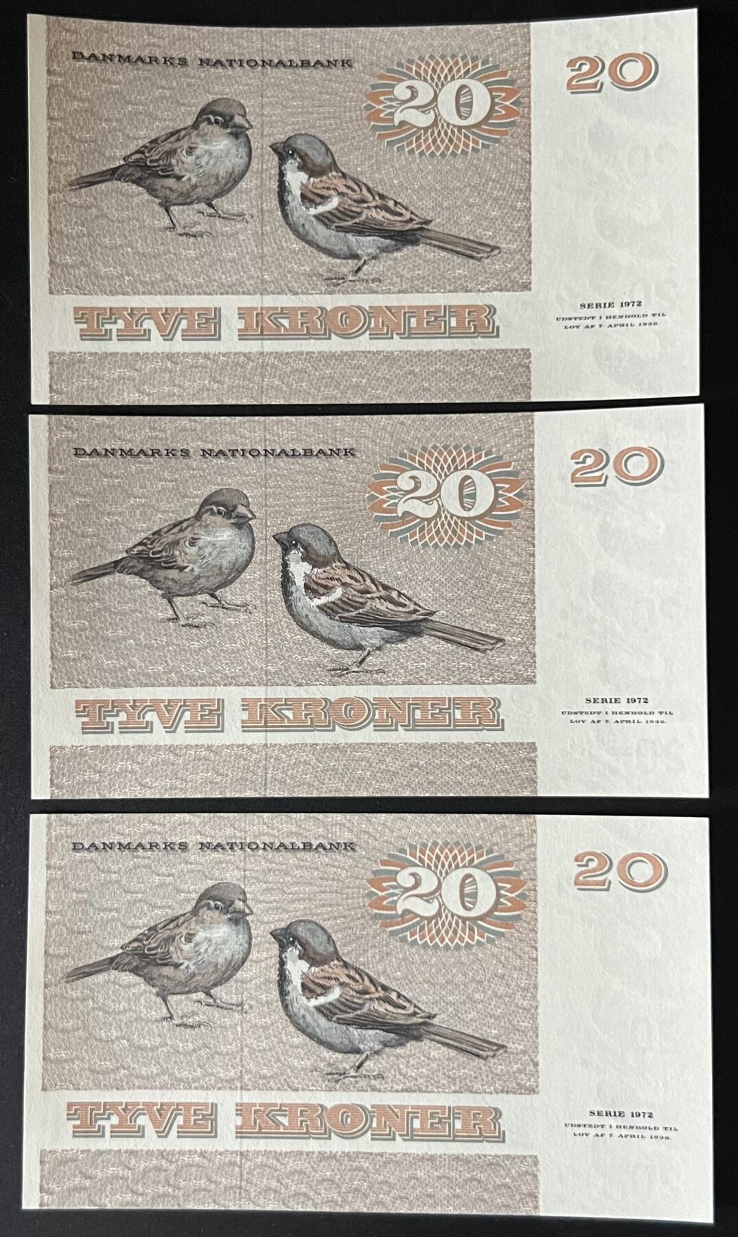 珑诚汇·乐淘淘 世界纸币拍卖 第32期 低佣场 丹麦1981年纸币三张 20克朗*3 全新UNC