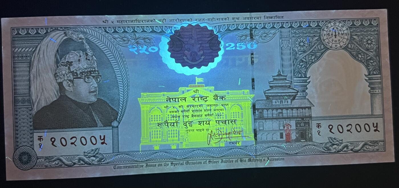 珑诚汇·乐淘淘 世界纸币拍卖 第32期 低佣场 尼泊尔1997年纸币 250卢比 有潮斑 UNC