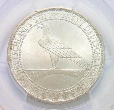 PCGS MS64 德国魏玛1930年莱茵解放3马克纪念银币 开卷丝绸原光 - PCGS MS64 德国魏玛1930年莱茵解放3马克纪念银币 开卷丝绸原光