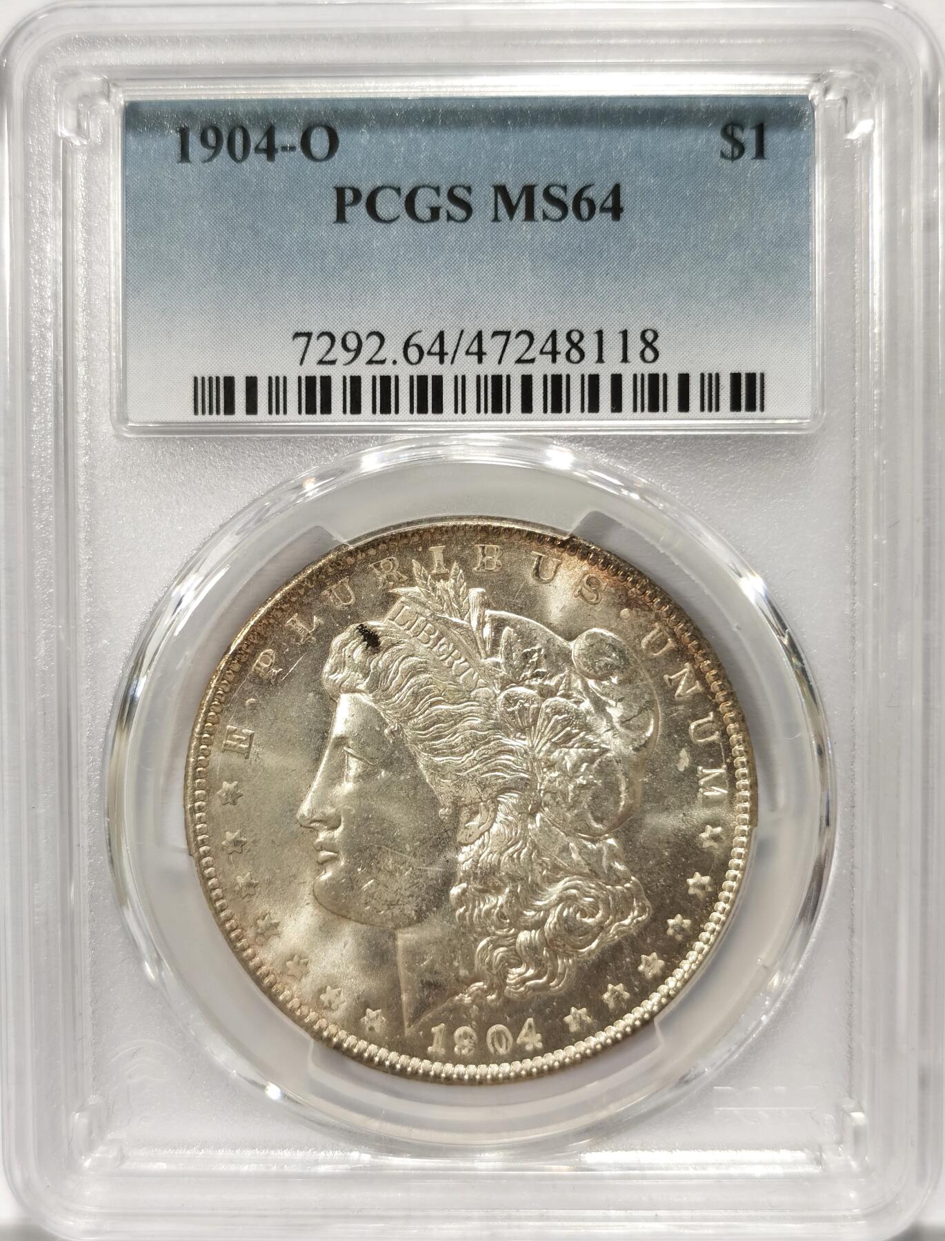 博洋堂世界钱币拍卖第099期（全场包邮） PCGS MS64 美国1904-O摩根大银币