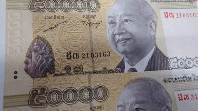 【世界钱币】精选微拍第147期暨2024年第59期 双11专场(2) ～超30款货品汇率起拍 2013年柬埔寨50000瑞尔 如图十张全程无47为一件 全新绝品 十张的每个数字最后一个数字印刷移位 趣味品