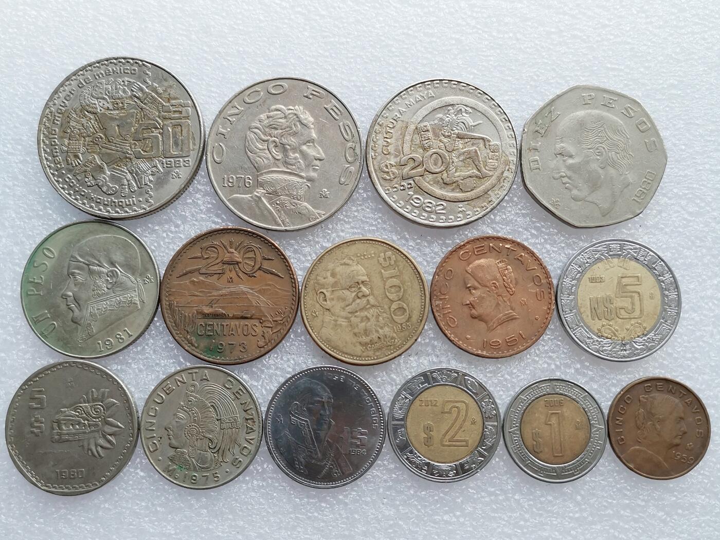 第一海外回流一元起拍收藏 散集专场 第136期. 墨西哥硬币15枚 无重复