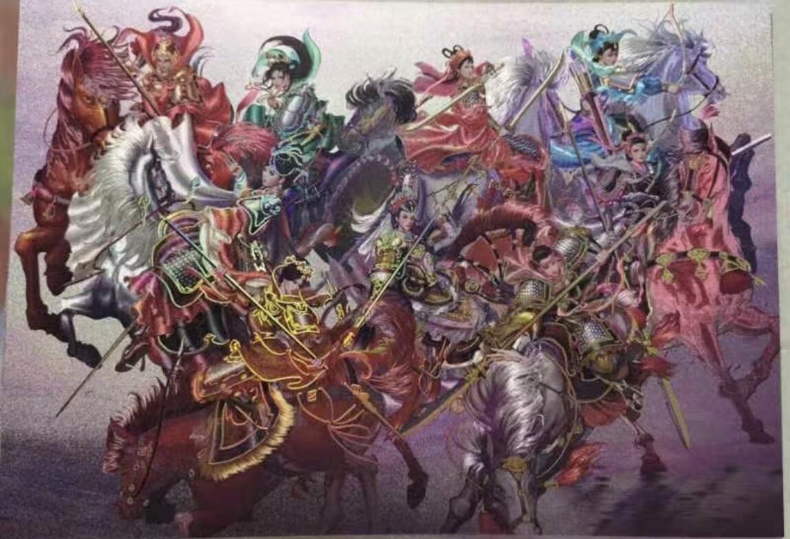 阳大大卡牌超级大甩拍第25期（固定周五晚上八点截拍，持续收拍品，进群福利早知道） 百里卡牌 杨家将特卡 A4大小 一套两张 七郎八虎+杨门女将，粗闪工艺 图为参考