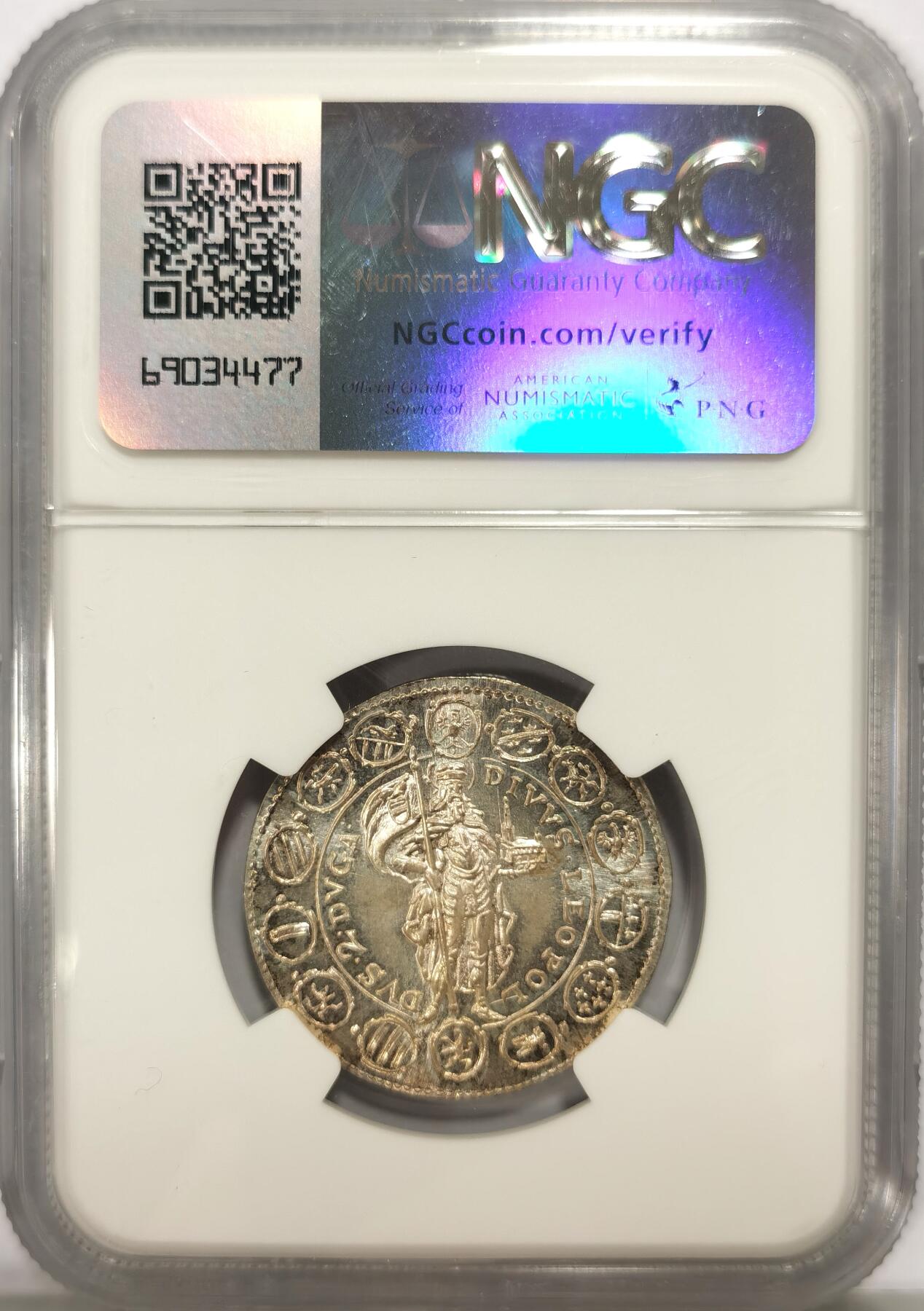 博洋堂世界钱币拍卖第099期（全场包邮） NGC MS66 奥地利1642年（1963年后铸）2杜卡特银币，黄油包浆，难得高分