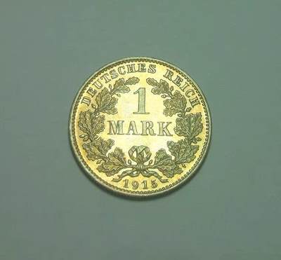 德国一战1915年D版1马克银币 精制PROOF版 黄金五彩 极其稀少 - 德国一战1915年D版1马克银币 精制PROOF版 黄金五彩 极其稀少