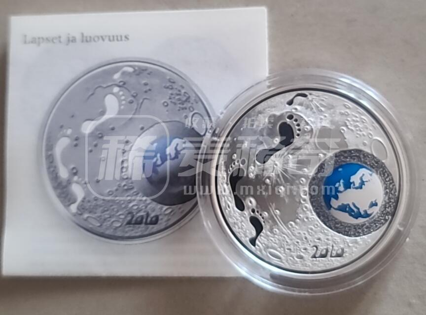 【币将精彩】世界钱币拍卖（2025-11-5） 芬兰2010年获奖币儿童与创造力彩色银币 原盒证书。