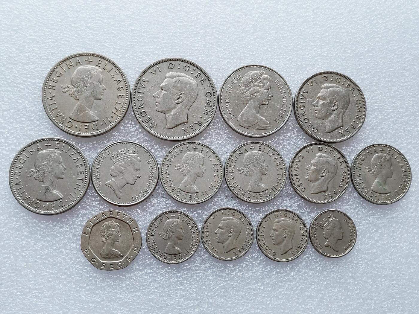 第一海外回流一元起拍收藏 散集专场 第136期. 英国硬币15枚 无重复