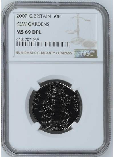 S&S Numismatic世界钱币-拍卖 第114期  - 英国流通纪念币之王-双色花园-英国2009年 皇家植物园-邱园 50便士纪念币NGC MS69