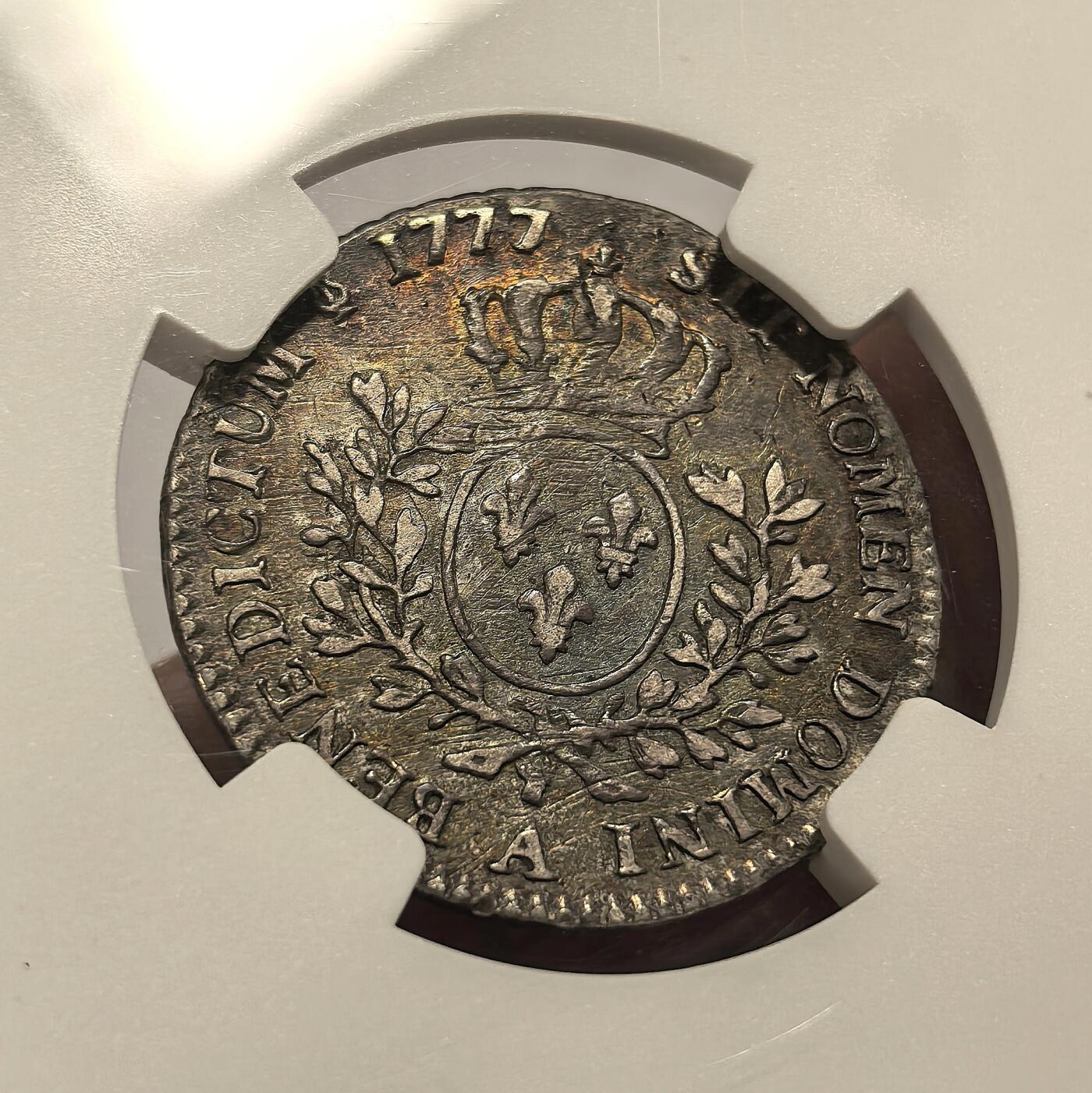 博洋堂世界钱币拍卖第099期（全场包邮） NGC VF35 法国1777A路易十六24索尔银币，唯一冠军分，大特年，发行量5010，克书都没有价格参考，十分稀少！