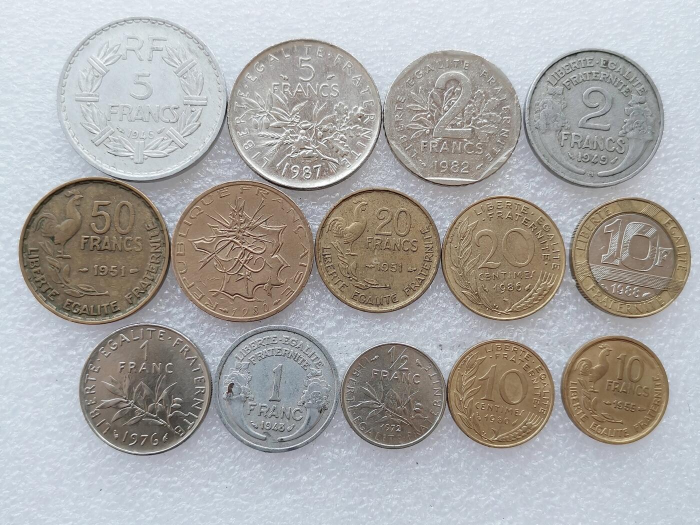 第一海外回流一元起拍收藏 散集专场 第136期. 法国硬币14枚