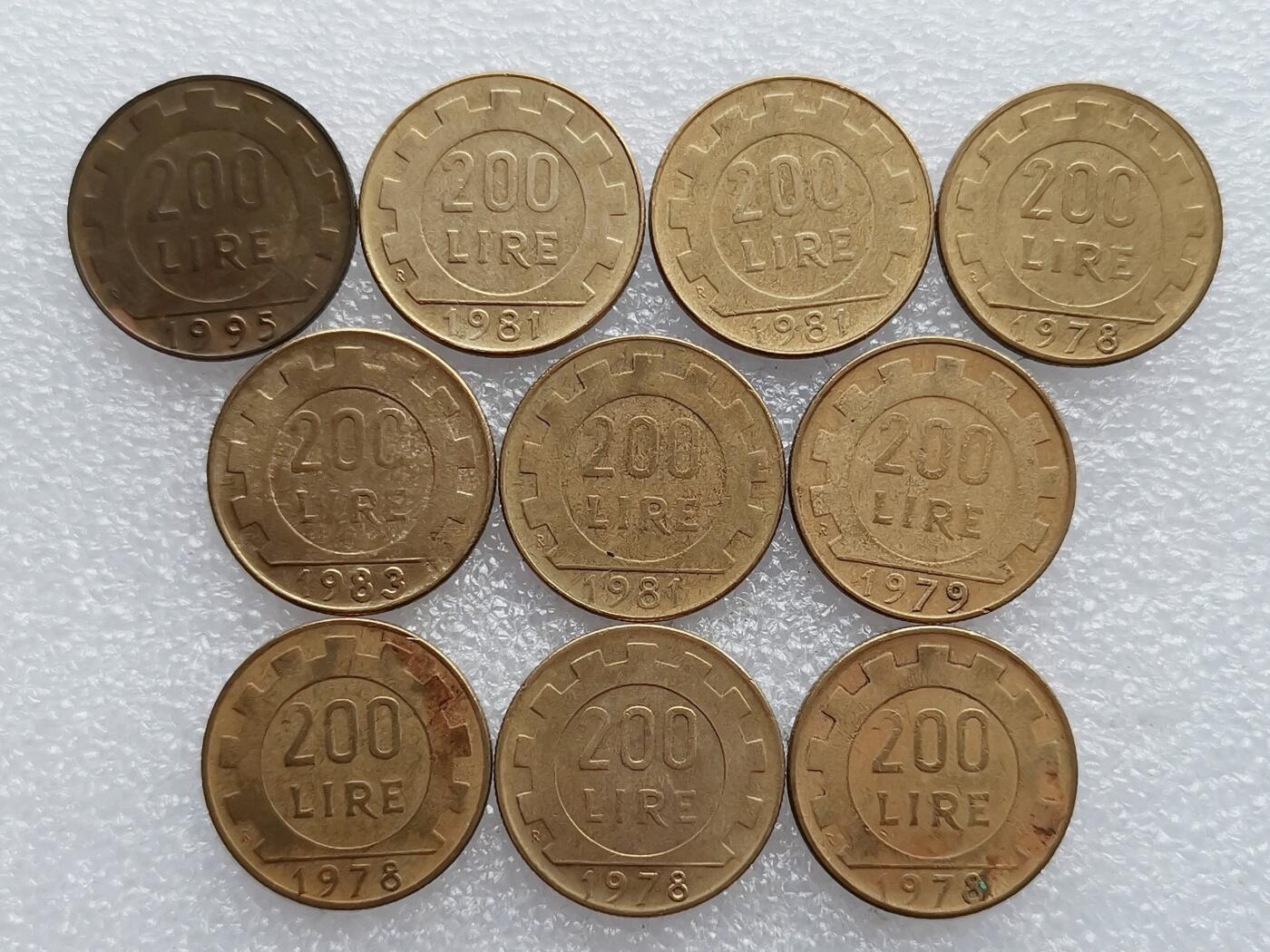 第一海外回流一元起拍收藏 散集专场 第136期. 意大利200里拉铜币 10枚