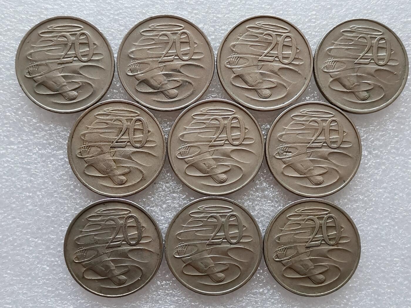 第一海外回流一元起拍收藏 散集专场 第136期. 澳大利亚20分硬币 10枚