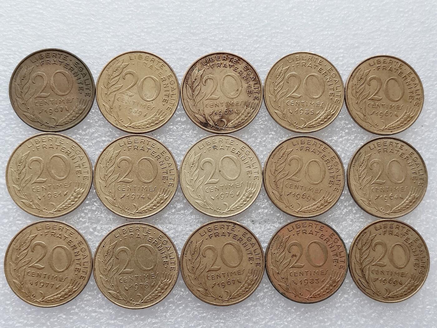 第一海外回流一元起拍收藏 散集专场 第136期. 法国20分 15枚