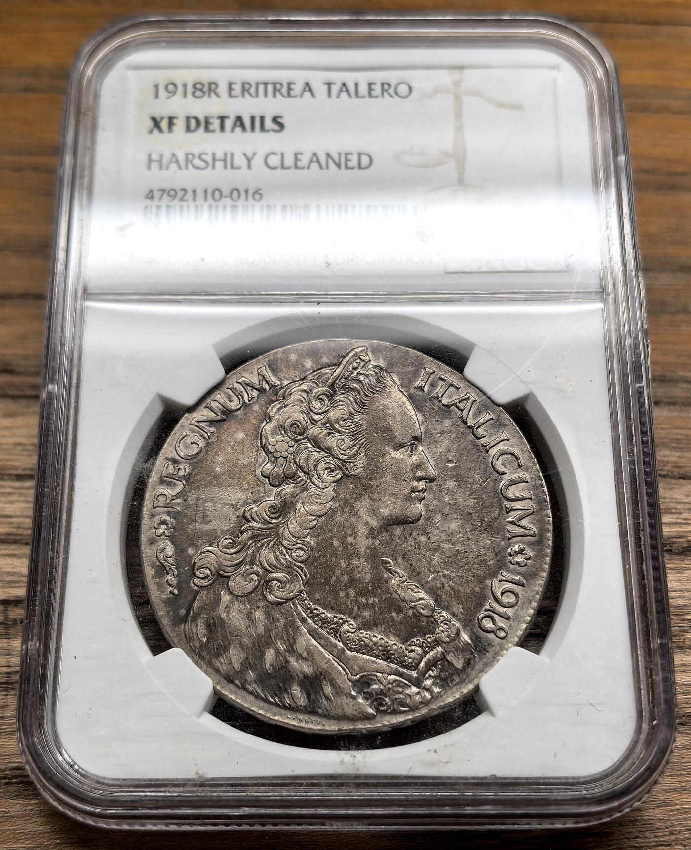 凡希社世界钱币微拍第二百八十九期 1918意属厄立特里亚talero大银NGC-XFD