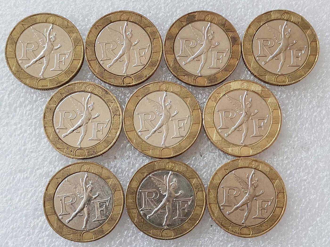 第一海外回流一元起拍收藏 散集专场 第136期. 法国10法郎双色币 10枚