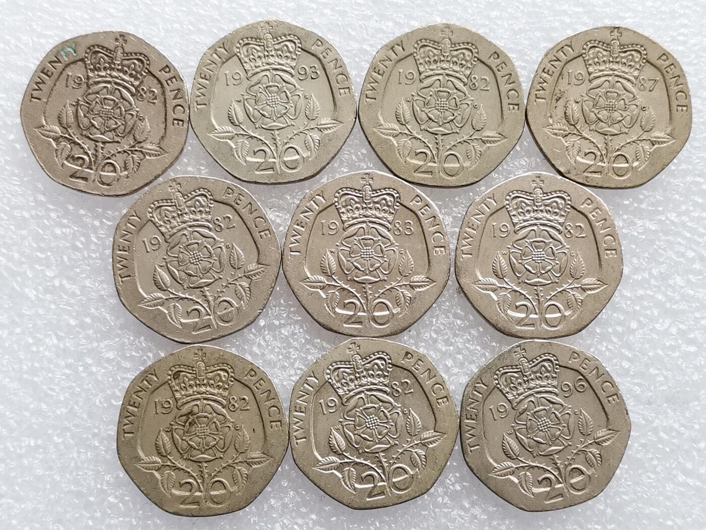 第一海外回流一元起拍收藏 散集专场 第136期. 英国20便士 10枚