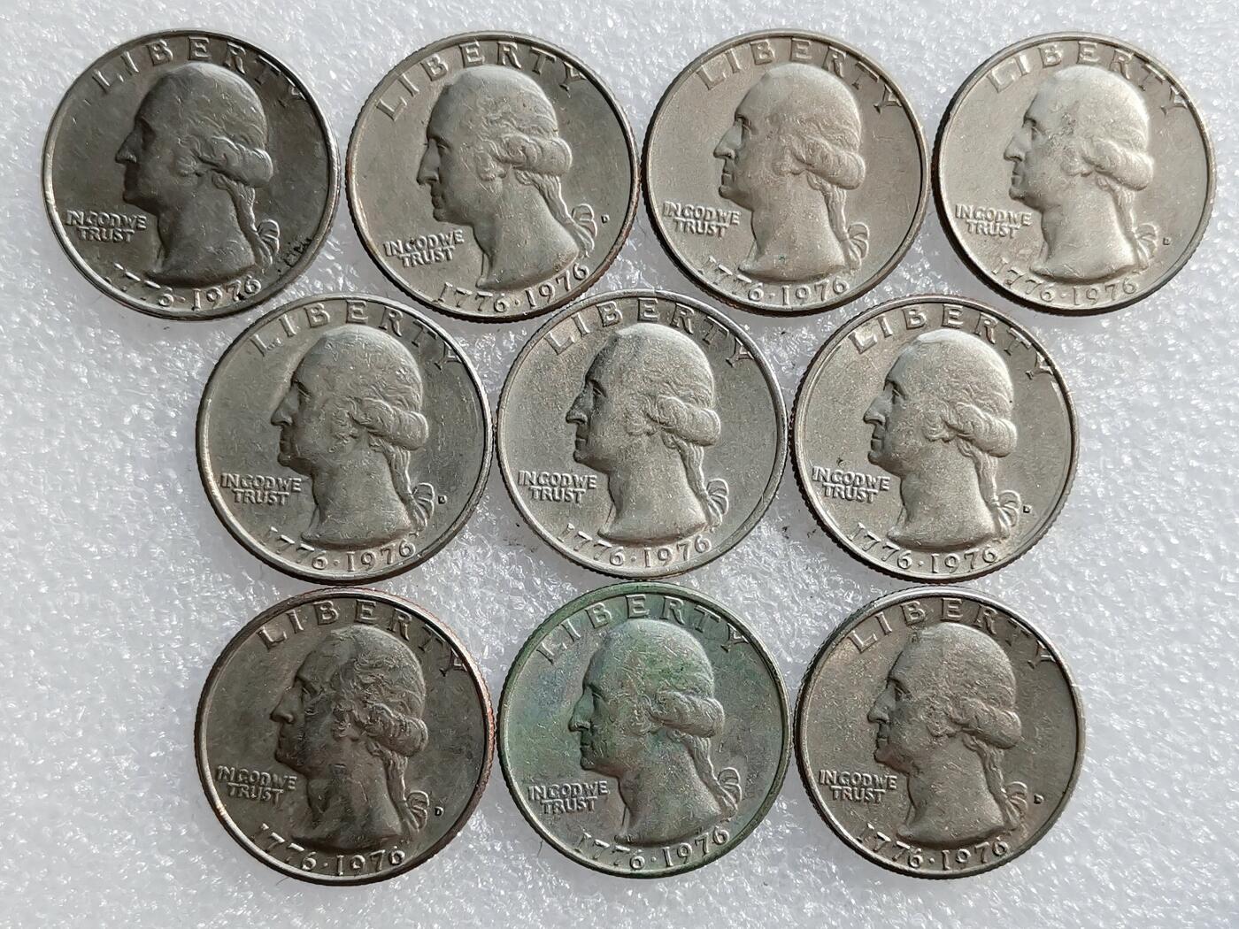 第一海外回流一元起拍收藏 散集专场 第136期. 美国25美分击鼓手1976年建国200周年纪念币 10枚