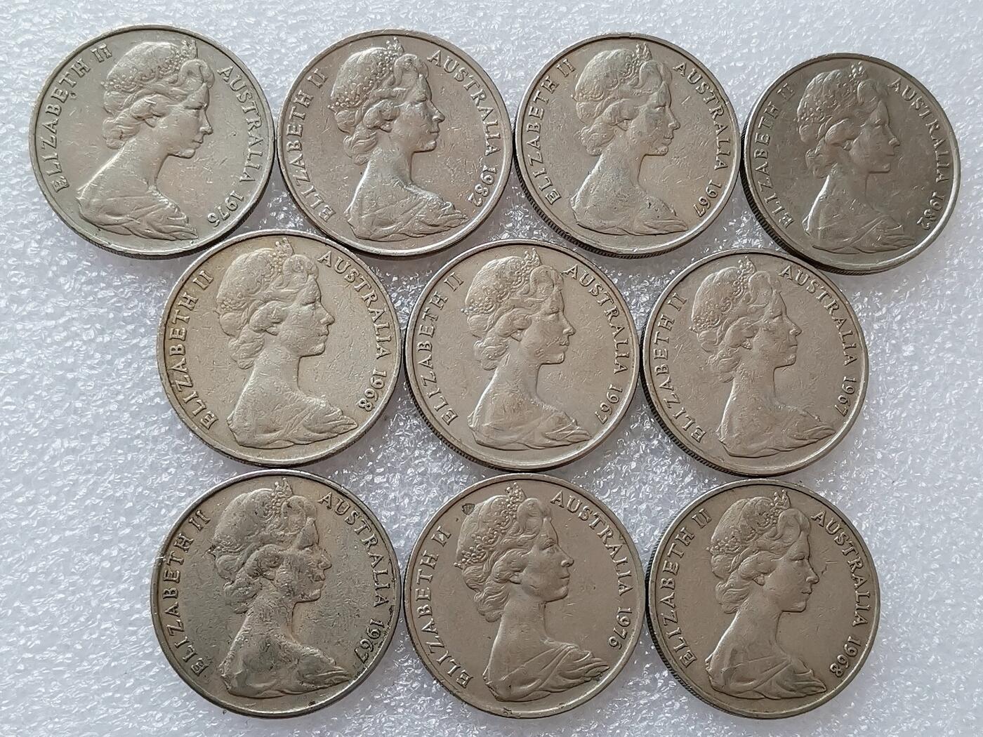 第一海外回流一元起拍收藏 散集专场 第136期. 澳大利亚20分硬币 10枚