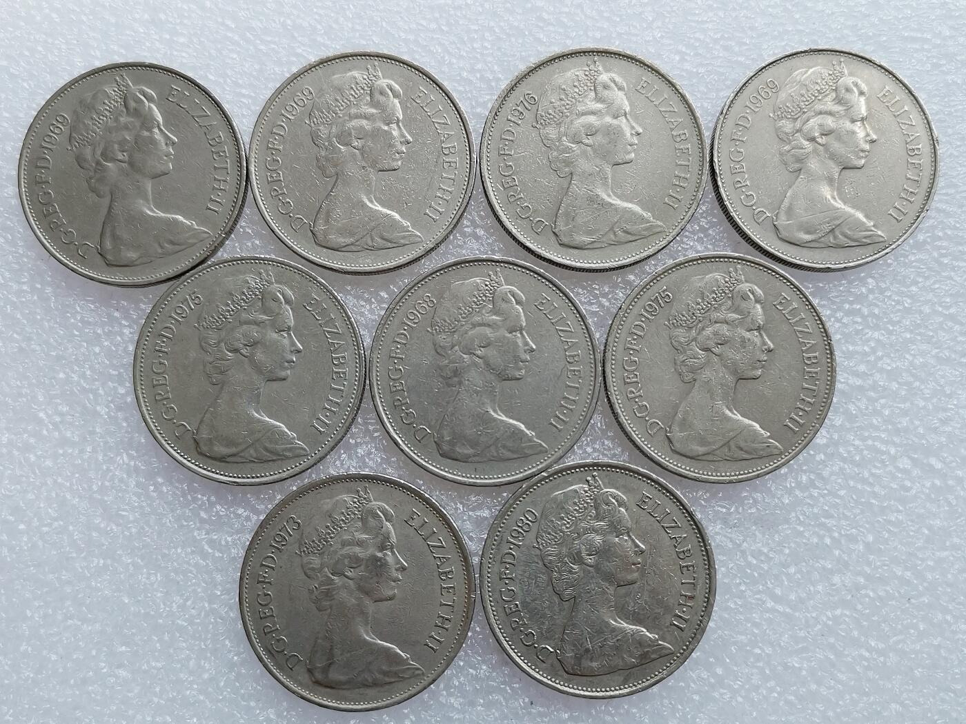 第一海外回流一元起拍收藏 散集专场 第136期. 英国70年代10便士 大版 9枚