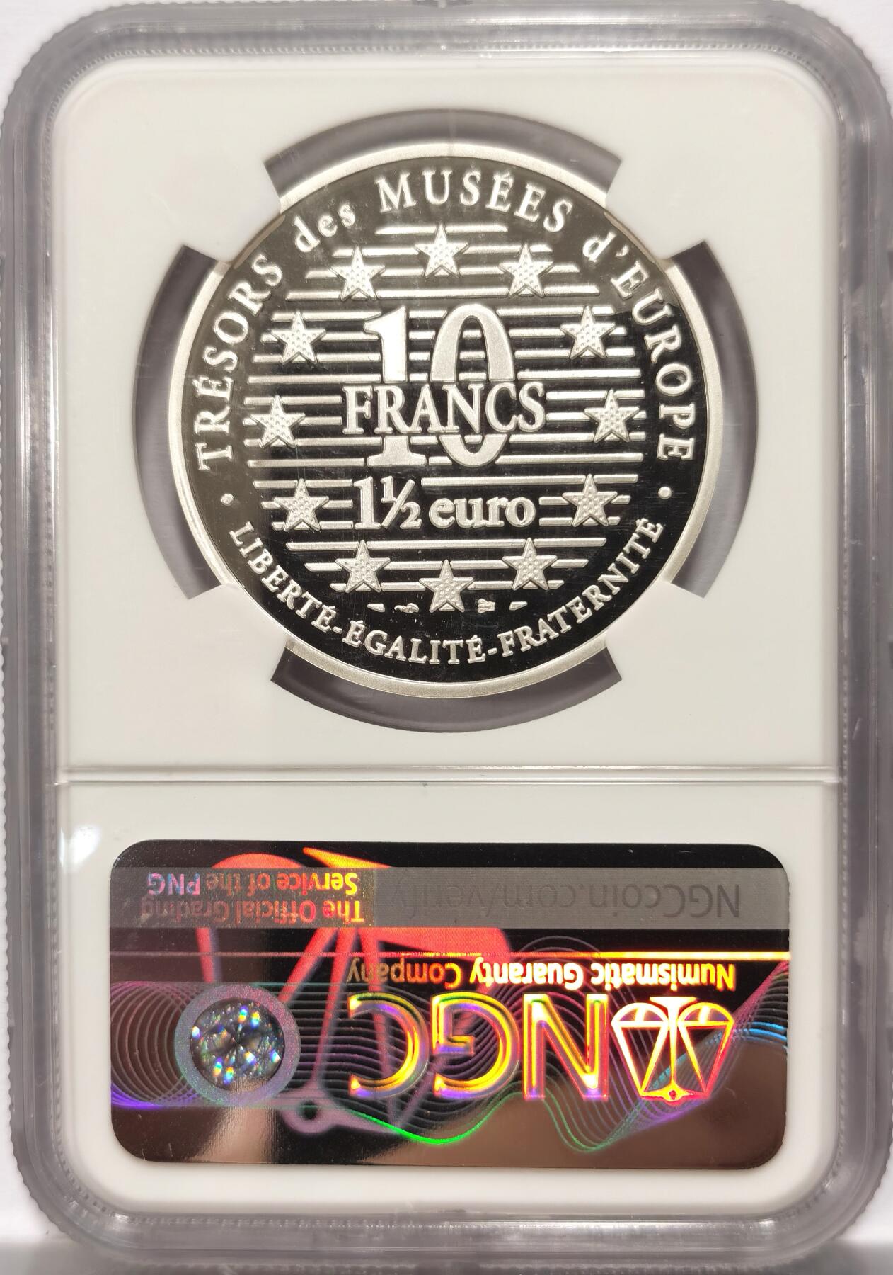 博洋堂世界钱币拍卖第099期（全场包邮） NGC PF69UC 法国1996年中国骑士1.5欧/10法郎双币精制银币，七枚并列冠军之一，1.5万枚