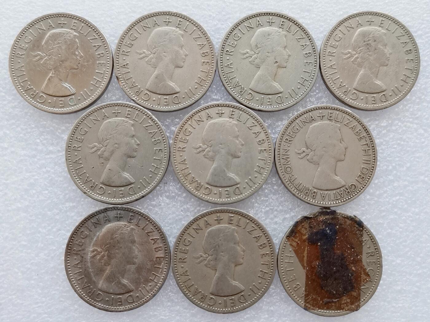 第一海外回流一元起拍收藏 散集专场 第136期. 英国2先令硬币 10枚