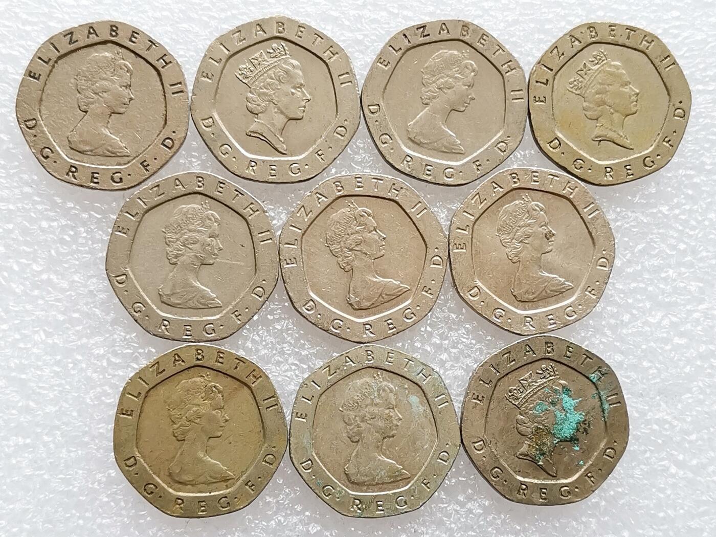 第一海外回流一元起拍收藏 散集专场 第136期. 英国20便士 10枚