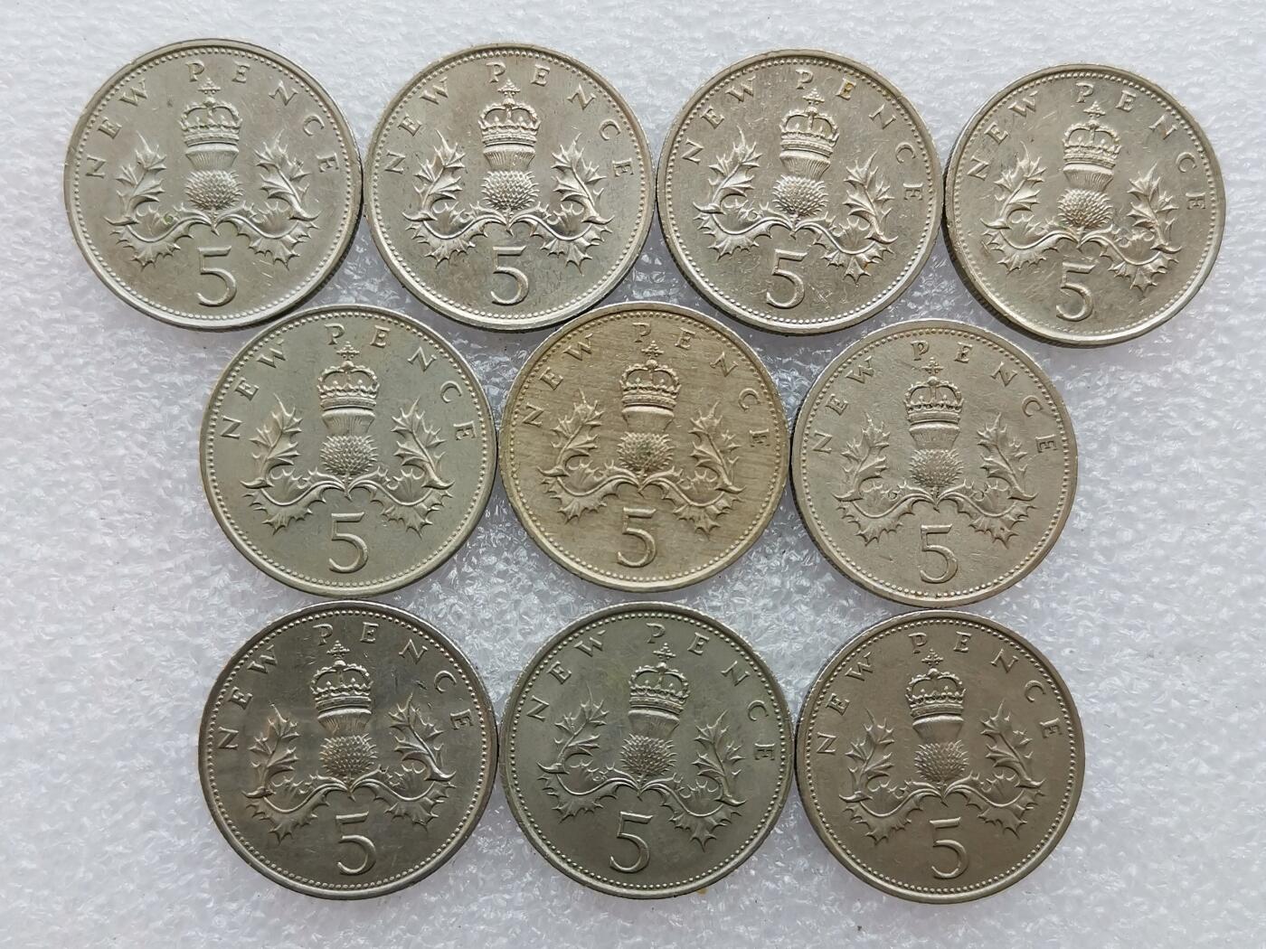 第一海外回流一元起拍收藏 散集专场 第136期. 英国5便士 大版 10枚