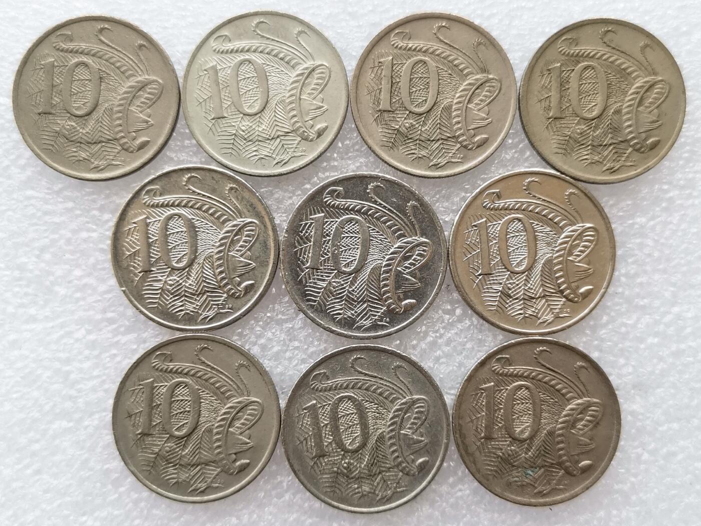 第一海外回流一元起拍收藏 散集专场 第136期. 澳大利亚10分硬币 10枚