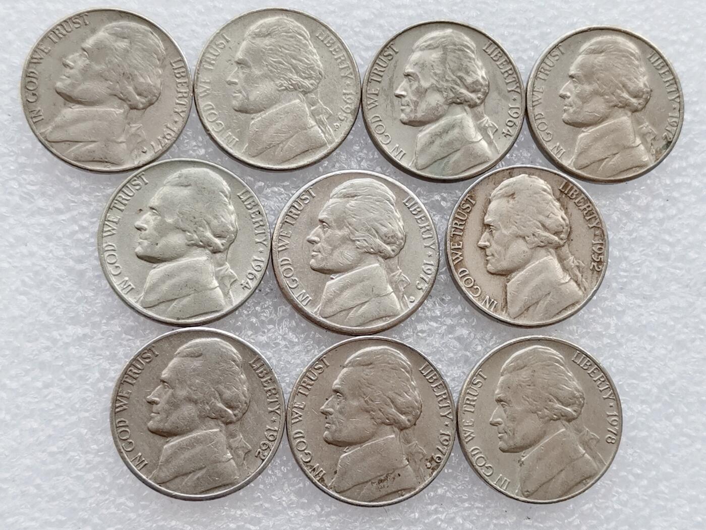 第一海外回流一元起拍收藏 散集专场 第136期. 美国杰斐逊5美分 10枚