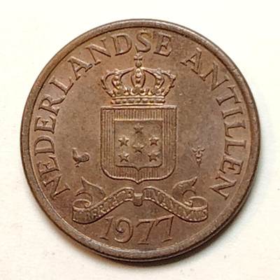 布加迪🐬～世界钱币(上海)🌾第 272 期 /  各国套币和散币 - 荷属安地列斯 1977年 1分～L
