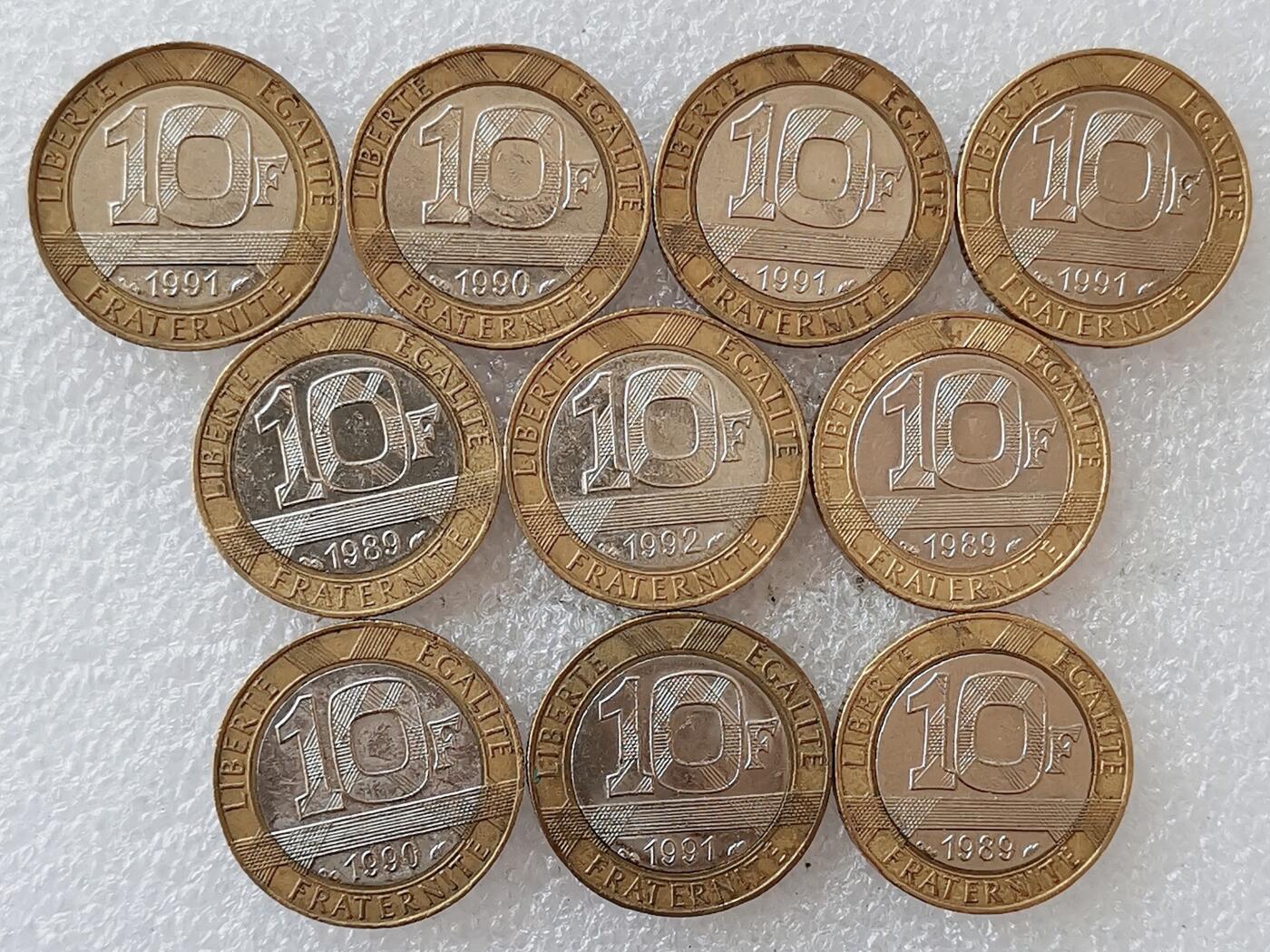 第一海外回流一元起拍收藏 散集专场 第136期. 法国10法郎双色币 10枚