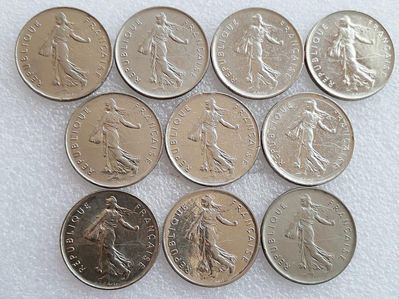 第一海外回流一元起拍收藏 散集专场 第136期. 法国5法郎硬币 10枚