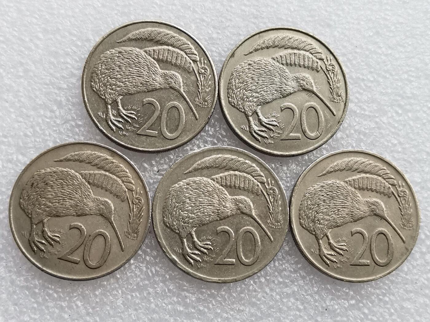 第一海外回流一元起拍收藏 散集专场 第136期. 新西兰几维鸟20分 5枚