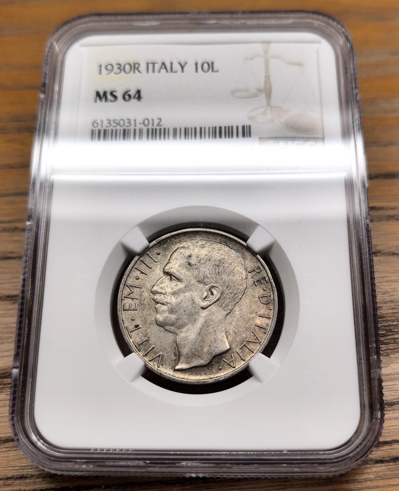 凡希社世界钱币微拍第二百八十九期 1930R意大利马车10里拉银币NGC-MS64