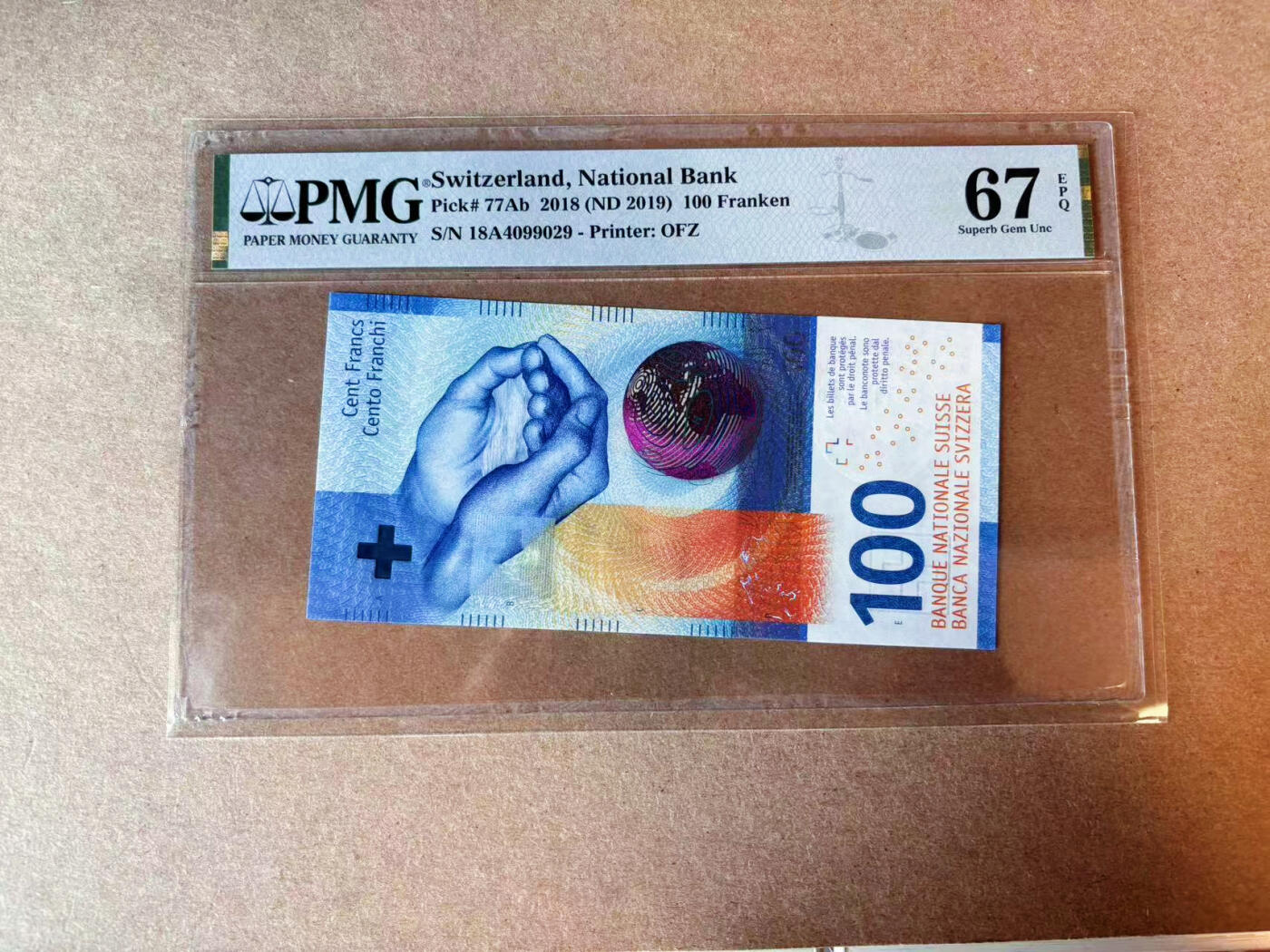 【Blue Auction】✨世界纸币精拍第575期【精】 【A冠】瑞士 2018年100法郎 PMG67EPQ 高分