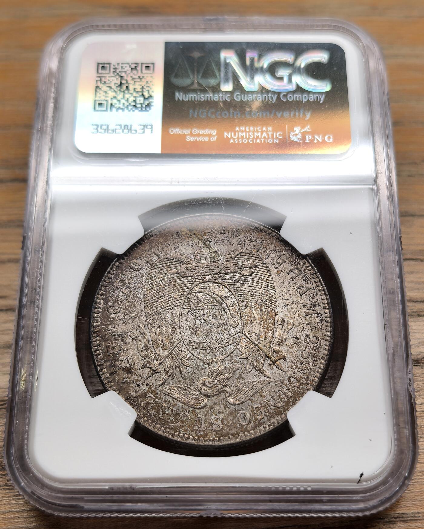 凡希社世界钱币微拍第二百八十九期 1944厄瓜多尔5苏克雷大银NGC-MS60