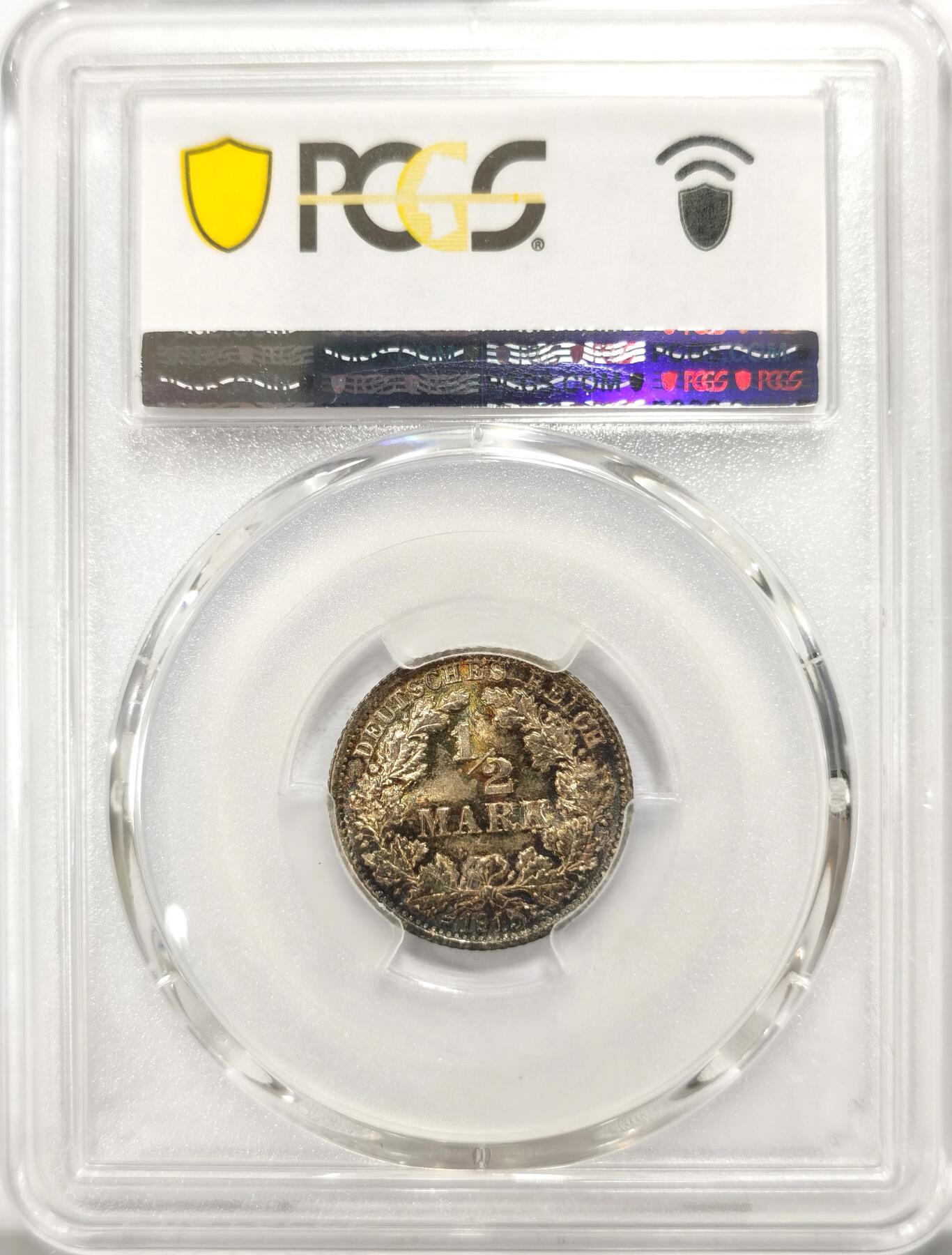 博洋堂世界钱币拍卖第099期（全场包邮） PCGS MS68 德国第二帝国1915年流通1/2马克银币 超高分炫彩