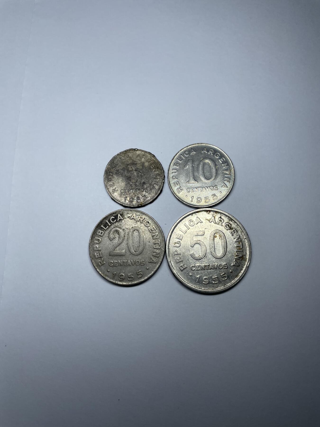 每日一拍，2024年集古藏今外币拍卖第十七期-第9场—（总第169拍），可以寄存60天，满160元包邮。 1955年阿根廷四枚