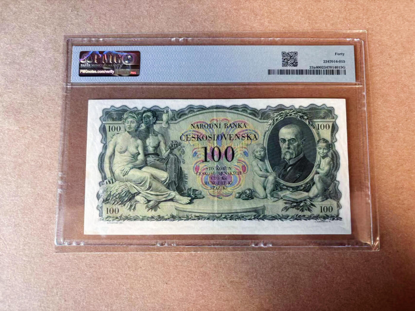 【Blue Auction】✨世界纸币精拍第575期【精】 【实钞】捷斯 1931年100克朗 设计精美 PMG40