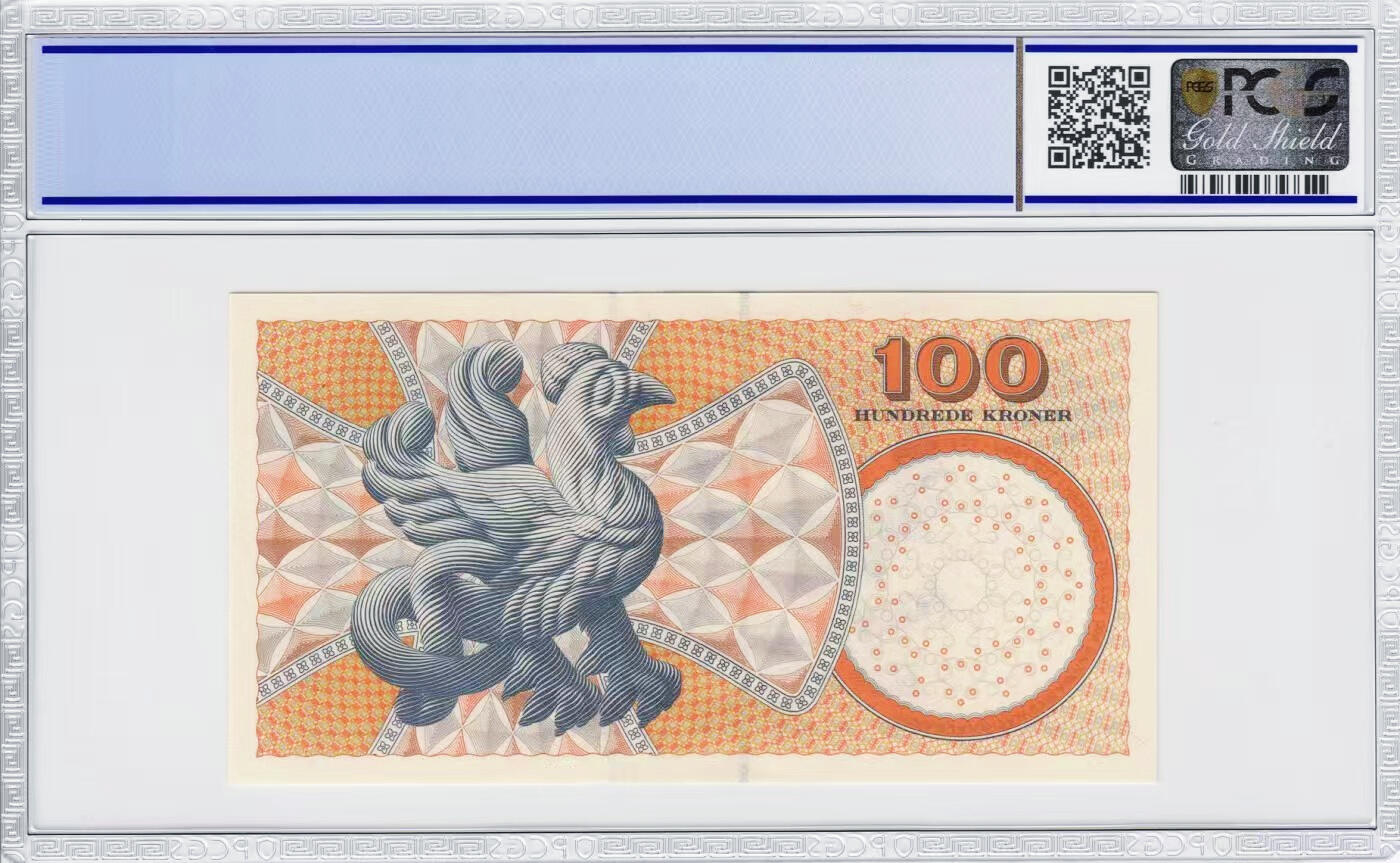 【Blue Auction】✨世界纸币精拍第575期【精】 【p56a A0】丹麦 1999年100克朗 PCGS67EPQ 