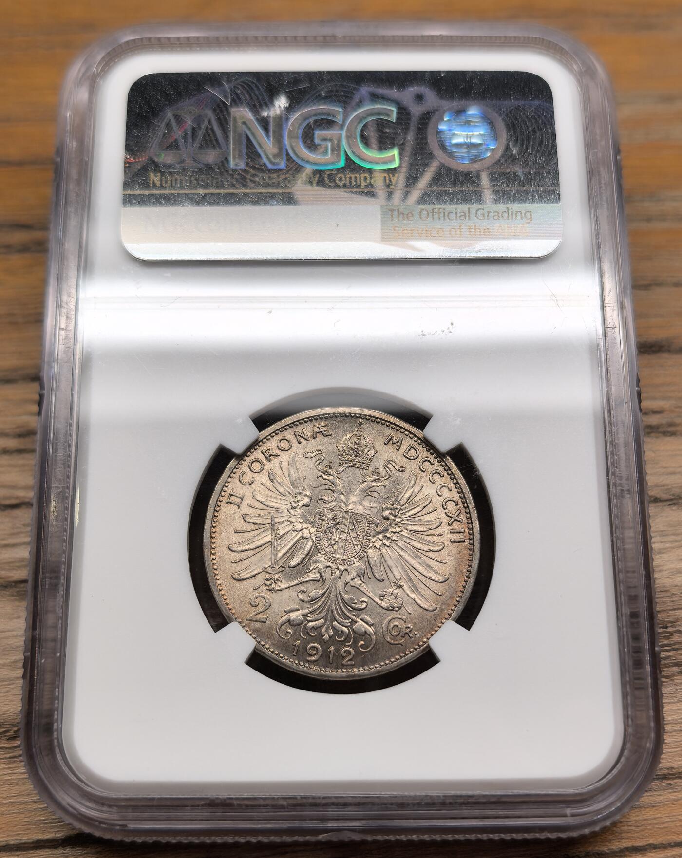 凡希社世界钱币微拍第二百八十九期 1912奥地利2科罗那银币NGC-MS63