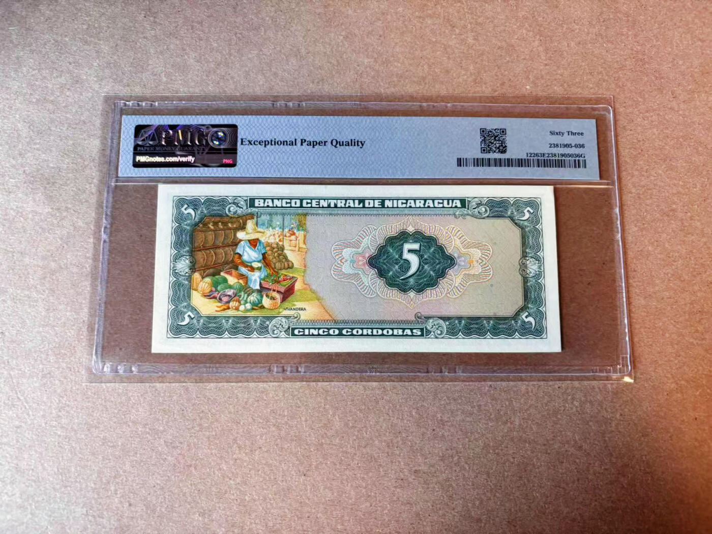 【Blue Auction】✨世界纸币精拍第575期【精】 【798小号】尼加拉瓜 1972年5科多巴 PMG63EPQ 